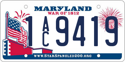 MD license plate 1AC9419