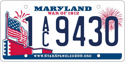 MD license plate 1AC9430