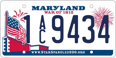 MD license plate 1AC9434