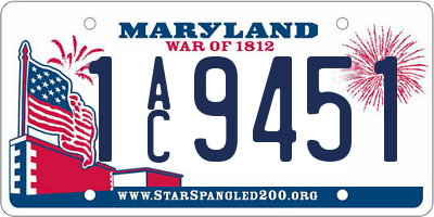 MD license plate 1AC9451