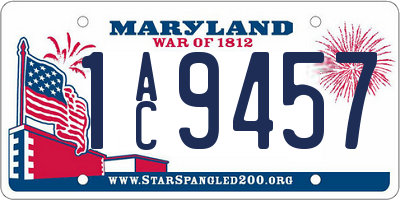 MD license plate 1AC9457
