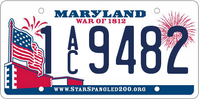 MD license plate 1AC9482