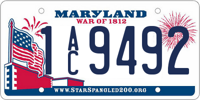 MD license plate 1AC9492