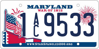 MD license plate 1AC9533