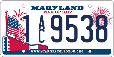 MD license plate 1AC9538