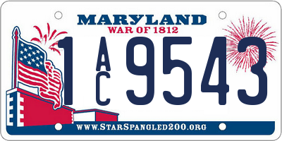 MD license plate 1AC9543
