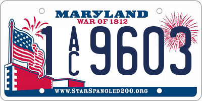 MD license plate 1AC9603