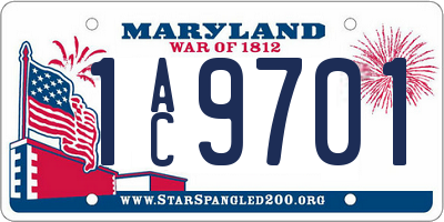 MD license plate 1AC9701
