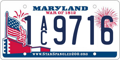 MD license plate 1AC9716