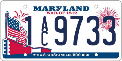 MD license plate 1AC9733