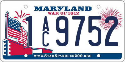 MD license plate 1AC9752