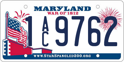MD license plate 1AC9762