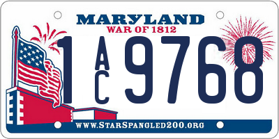 MD license plate 1AC9768