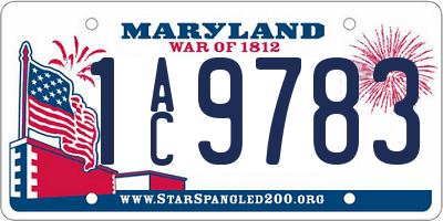 MD license plate 1AC9783