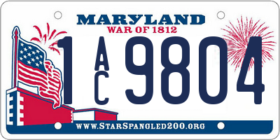 MD license plate 1AC9804
