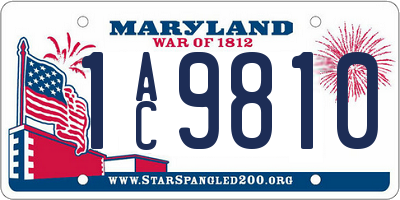 MD license plate 1AC9810