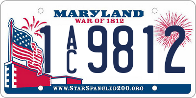 MD license plate 1AC9812