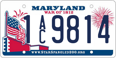 MD license plate 1AC9814