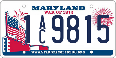 MD license plate 1AC9815