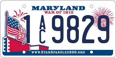 MD license plate 1AC9829