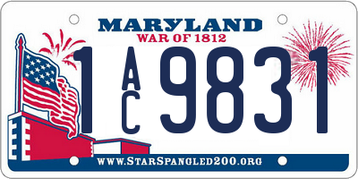 MD license plate 1AC9831