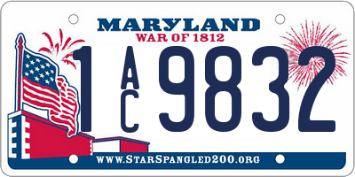 MD license plate 1AC9832