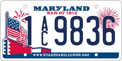 MD license plate 1AC9836