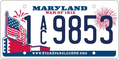 MD license plate 1AC9853