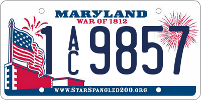 MD license plate 1AC9857