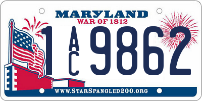 MD license plate 1AC9862