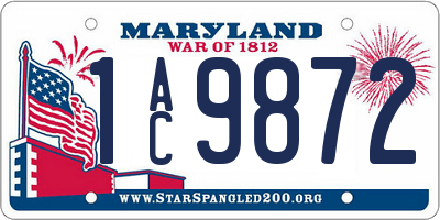 MD license plate 1AC9872