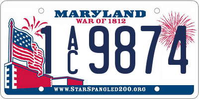 MD license plate 1AC9874