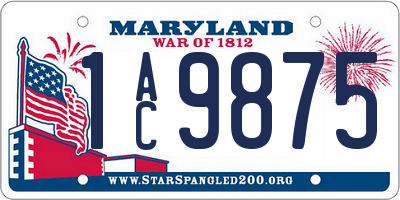 MD license plate 1AC9875