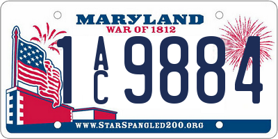MD license plate 1AC9884