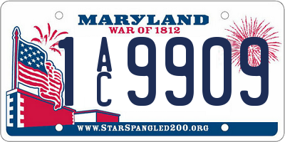 MD license plate 1AC9909