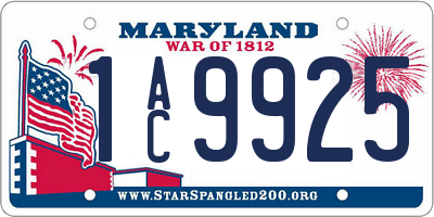 MD license plate 1AC9925