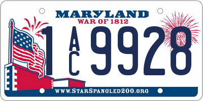 MD license plate 1AC9928