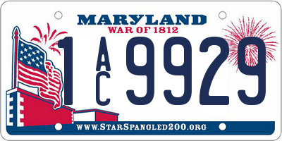 MD license plate 1AC9929