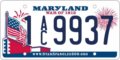 MD license plate 1AC9937