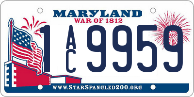 MD license plate 1AC9959