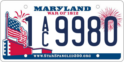 MD license plate 1AC9980