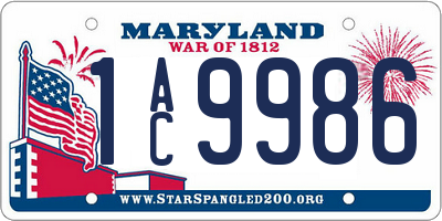 MD license plate 1AC9986