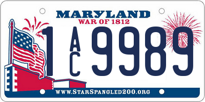 MD license plate 1AC9989