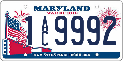 MD license plate 1AC9992