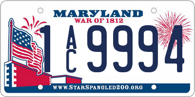 MD license plate 1AC9994