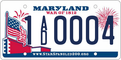 MD license plate 1AD0004