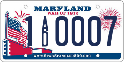 MD license plate 1AD0007