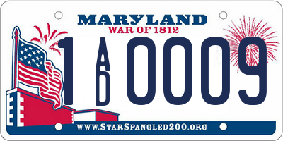 MD license plate 1AD0009