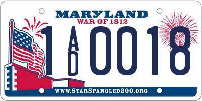 MD license plate 1AD0018