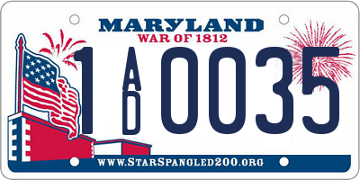 MD license plate 1AD0035